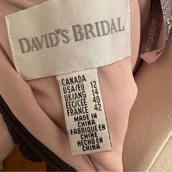 David’s Bridal Y2K Pink & Brown Beaded Mesh Empire Waist Dress Fairycore Sz 12 - Picture 12 of 16